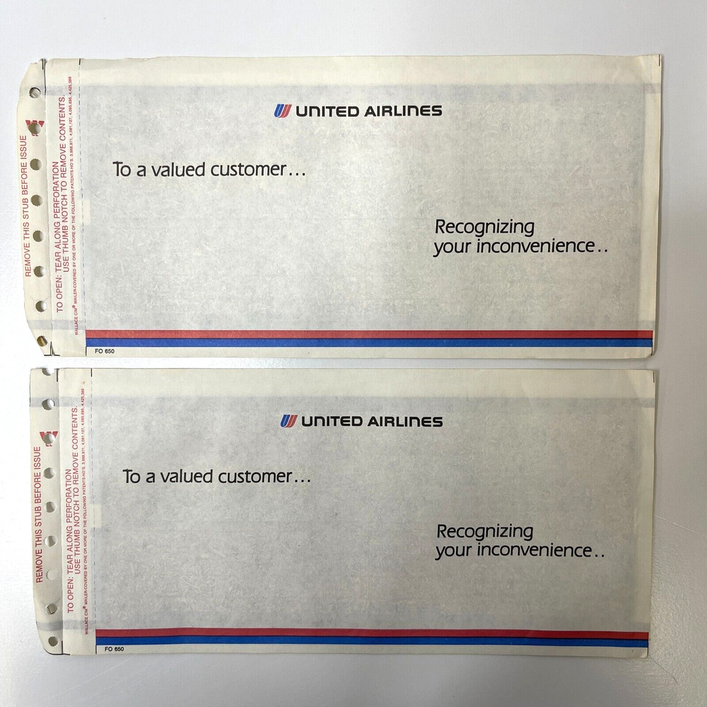 Lot of 2 United Airlines 25 Dollar Discount Certificate No Value Not Redeemable